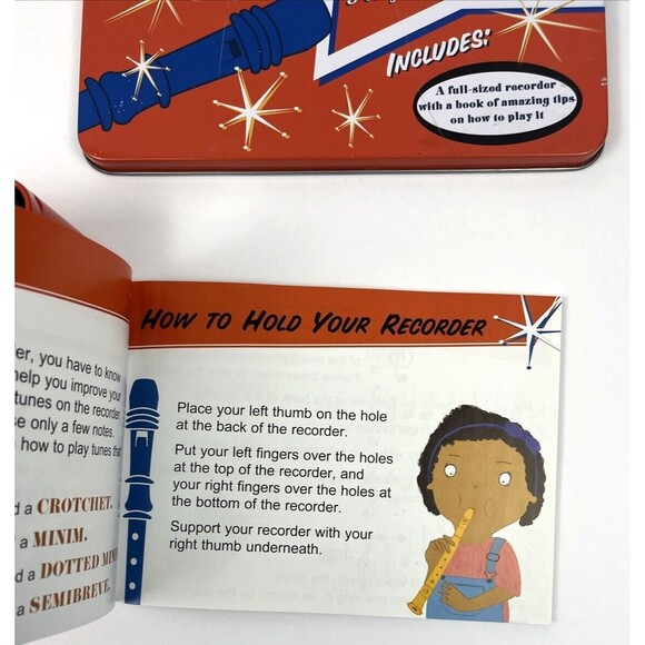 Learn To Play Recorder Book with Full Size Recorder  In Collectible Tin - Picture 6 of 11